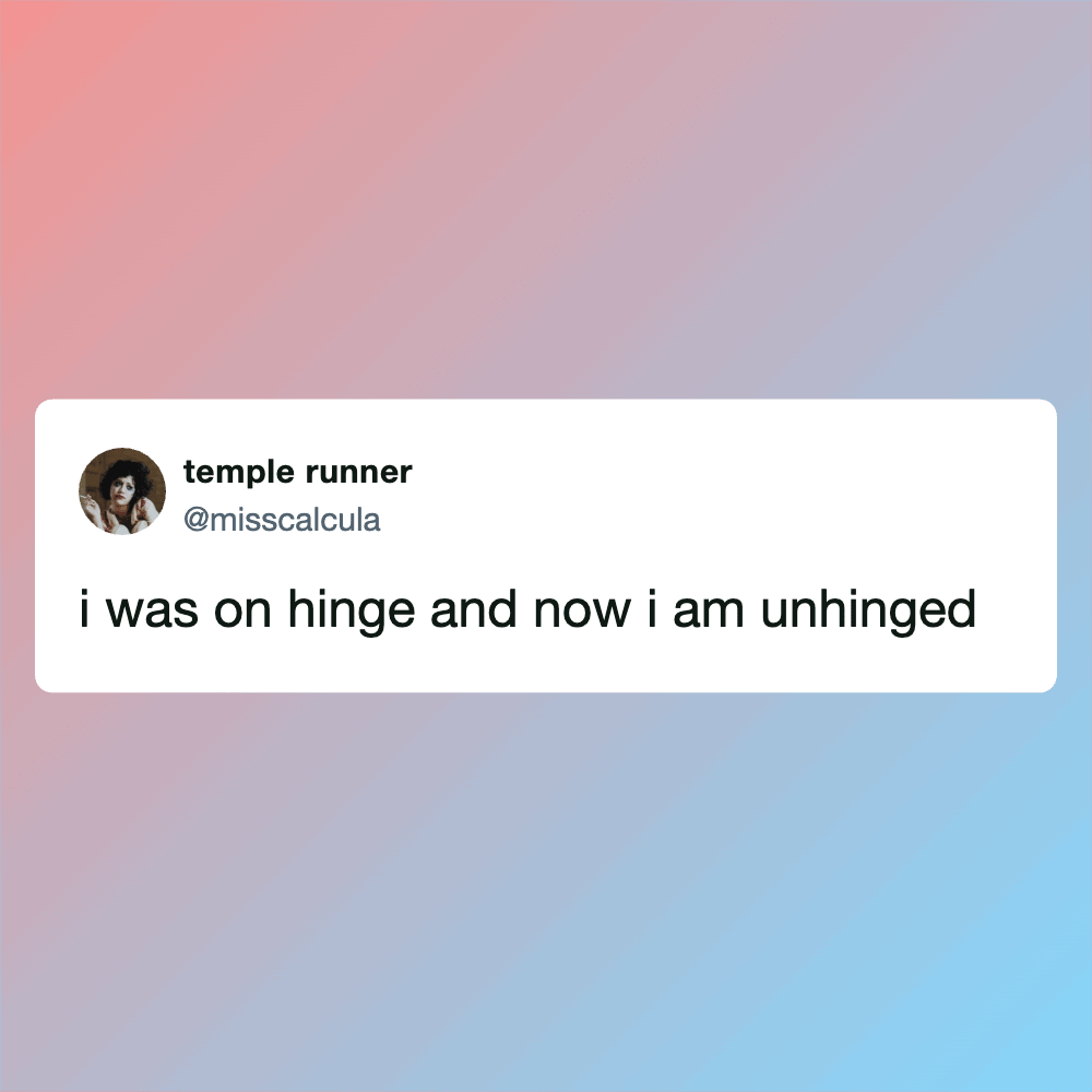 Funny meme image from Pleated Jeans with humorous text about being on the edge and unhinged.