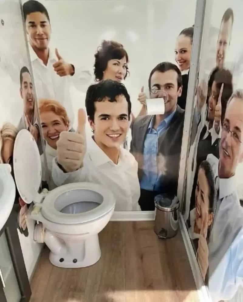 Office humor, funny pictures, workplace jokes, bathroom humor, team fun.