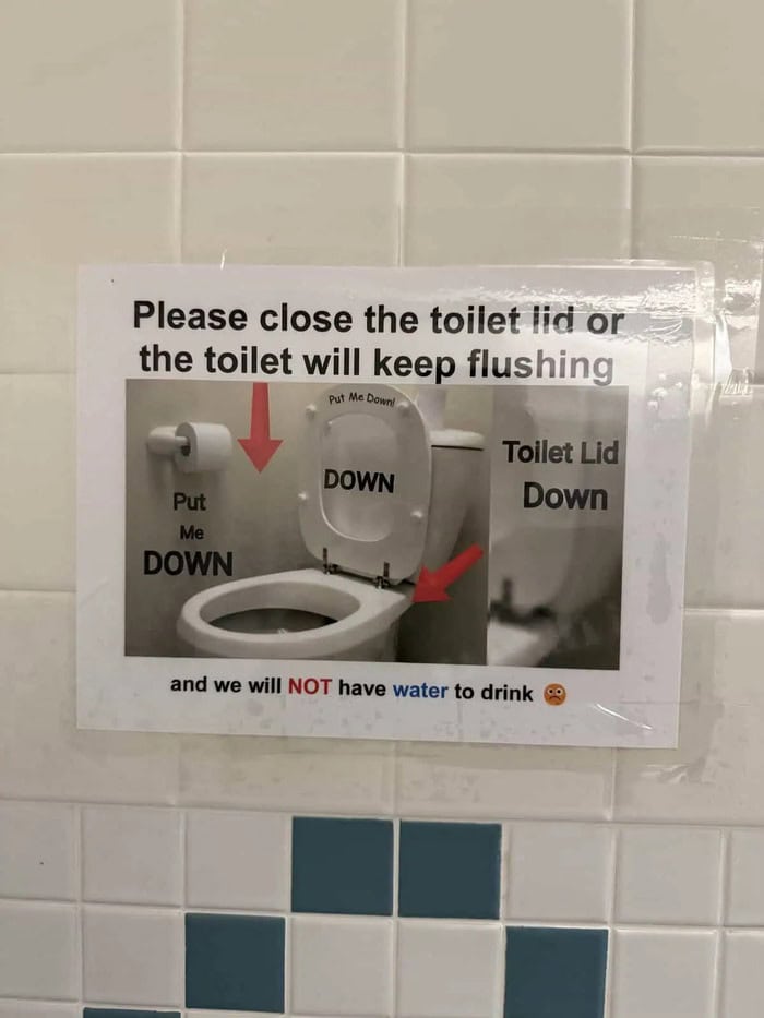 Please close the toilet lid or the toilet will keep flushing.