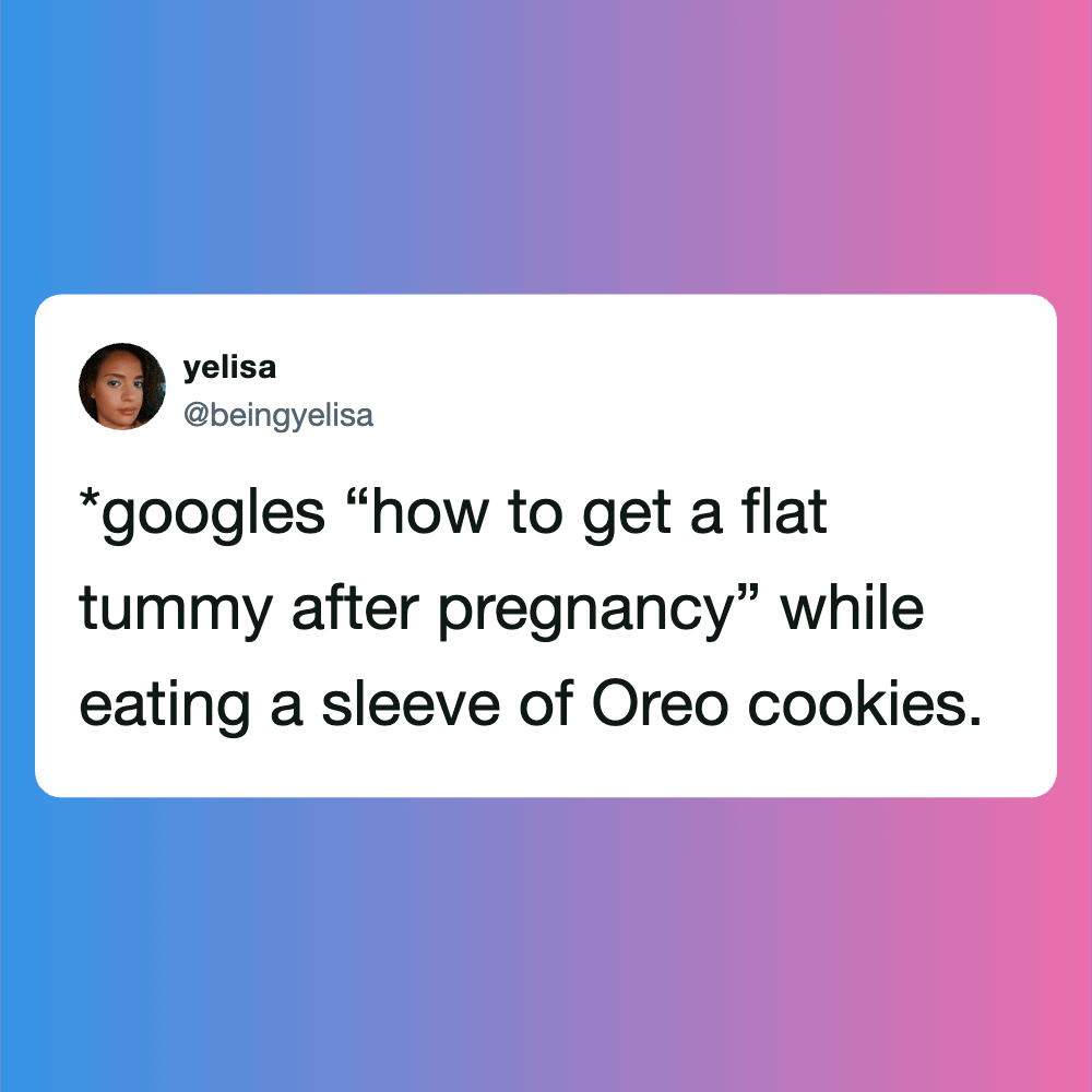Humorous pregnancy tweet about craving Oreo cookies during pregnancy.