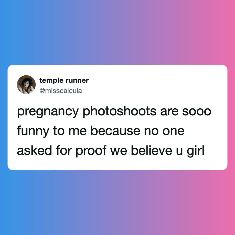 Pregnancy tweets about funny moments and surprises, highlighting the humor in expecting a baby and s.