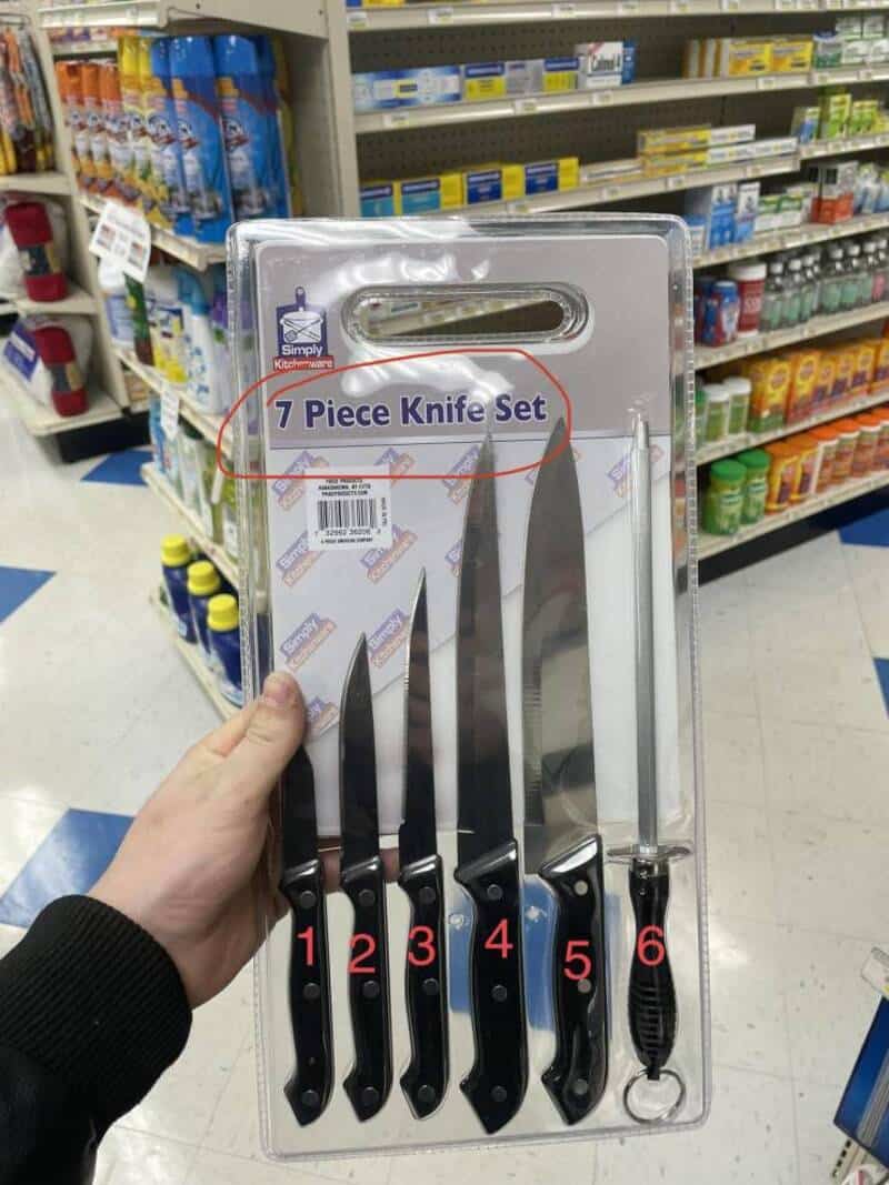 High-quality 7-piece kitchen knife set with ergonomic handles and a cleaning brush.