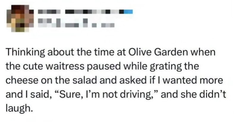 Funny cartoon of a waitress at Olive Garden.