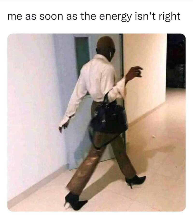 Person walking with exaggerated long legs, humorously showing low energy.