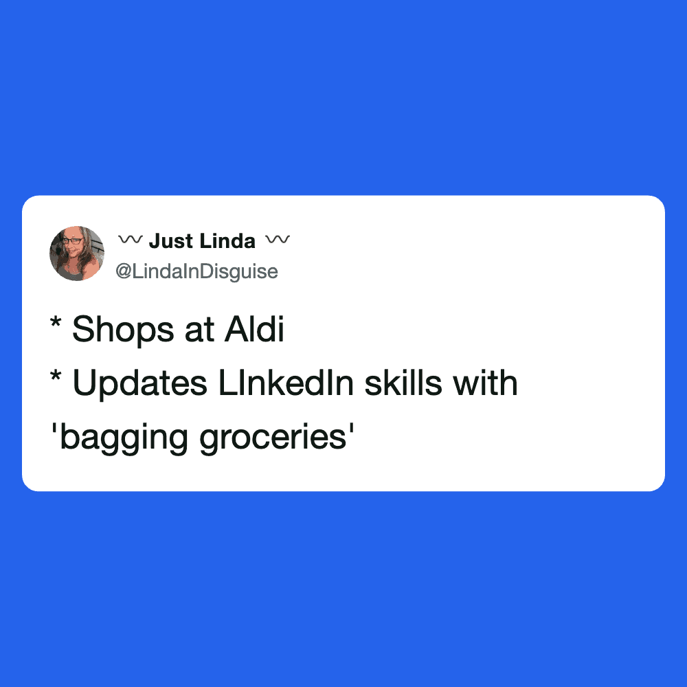 Screenshot of Aldi tweets about shopping and LinkedIn skills.