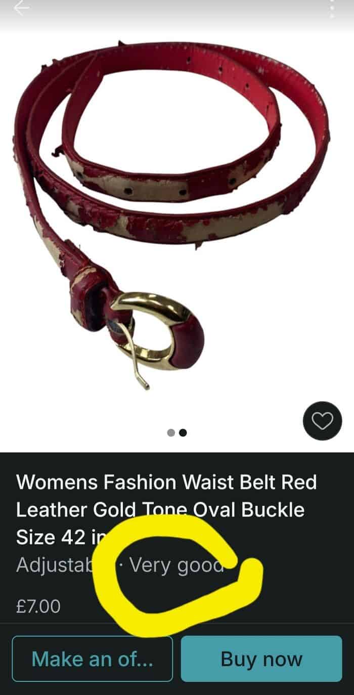 Red leather women's waist belt featuring a gold oval buckle, perfect for fashion and accessories. Ad.