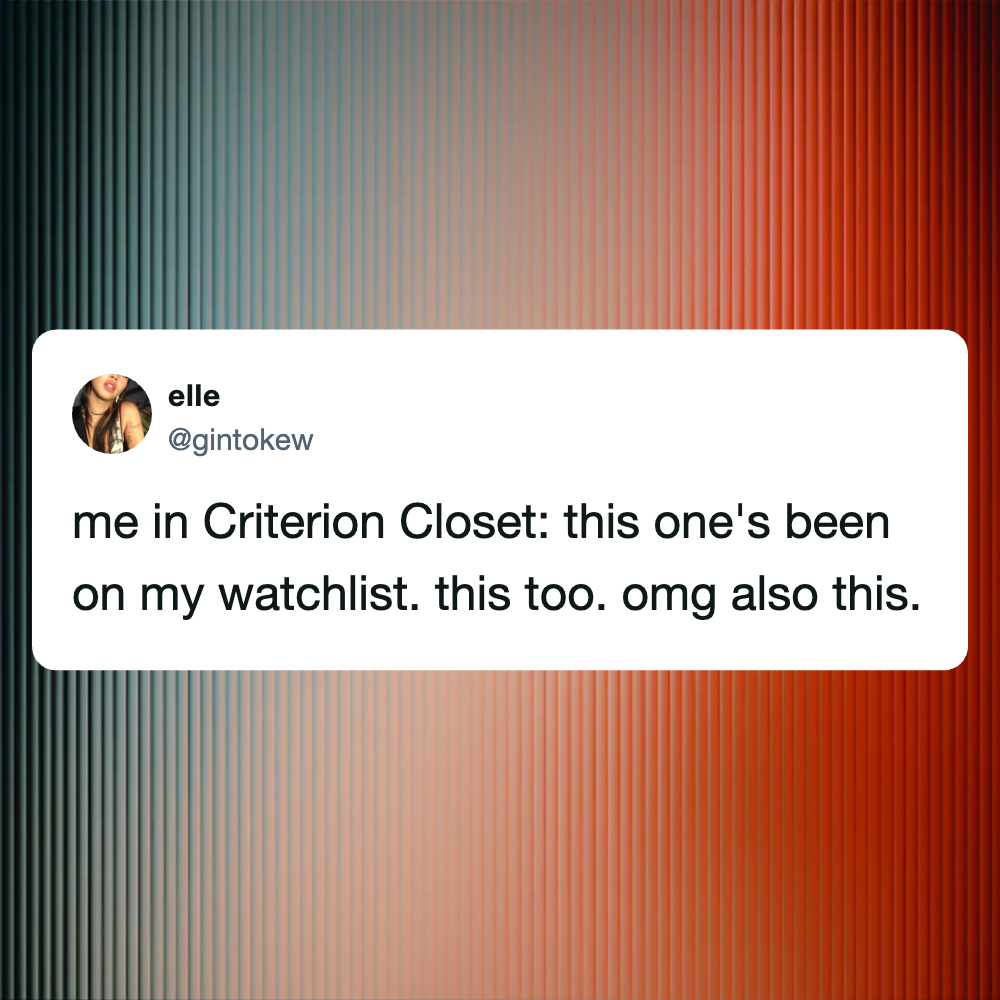 Person in the Criterion Closet, referencing a watchlist item.