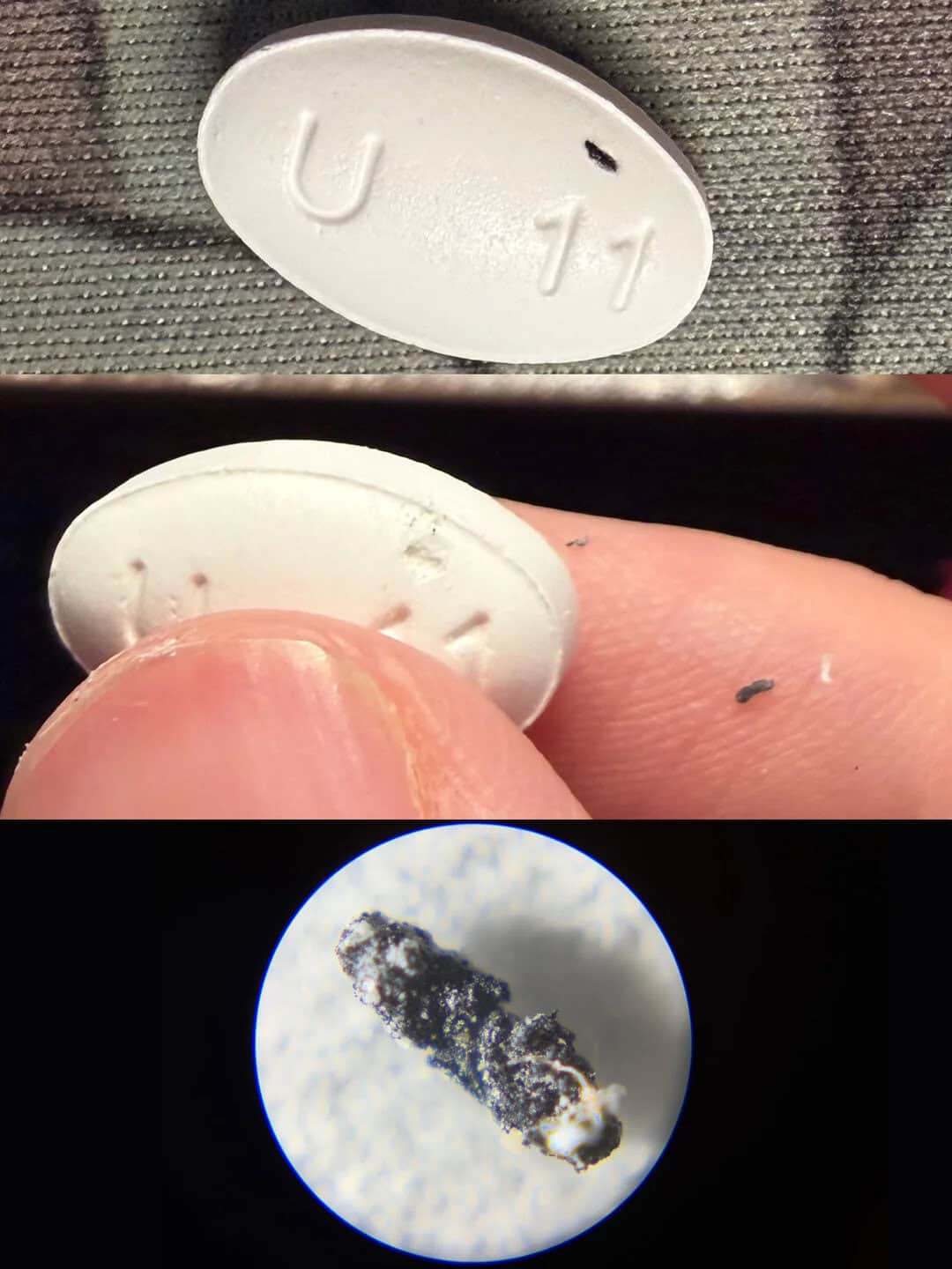 Close-up of shoe sole with unique markings and a tiny black speck.