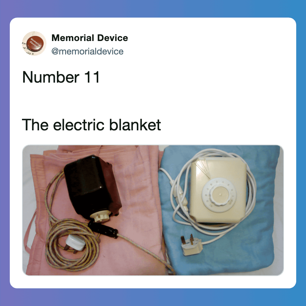 Electric blanket safety hazards from 70s household appliances.