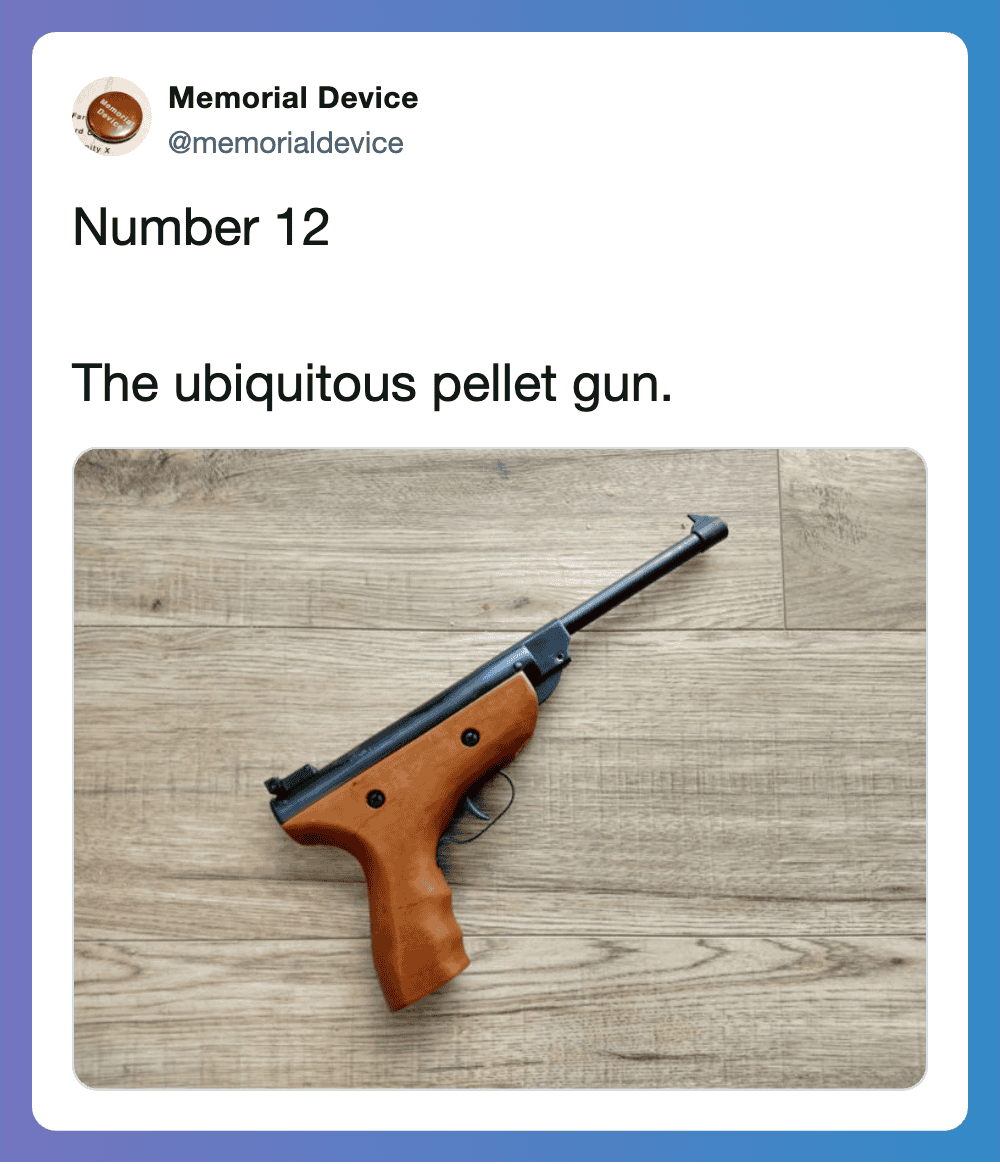 Vintage pellet gun from the 1970s with wooden handle and metal barrel.