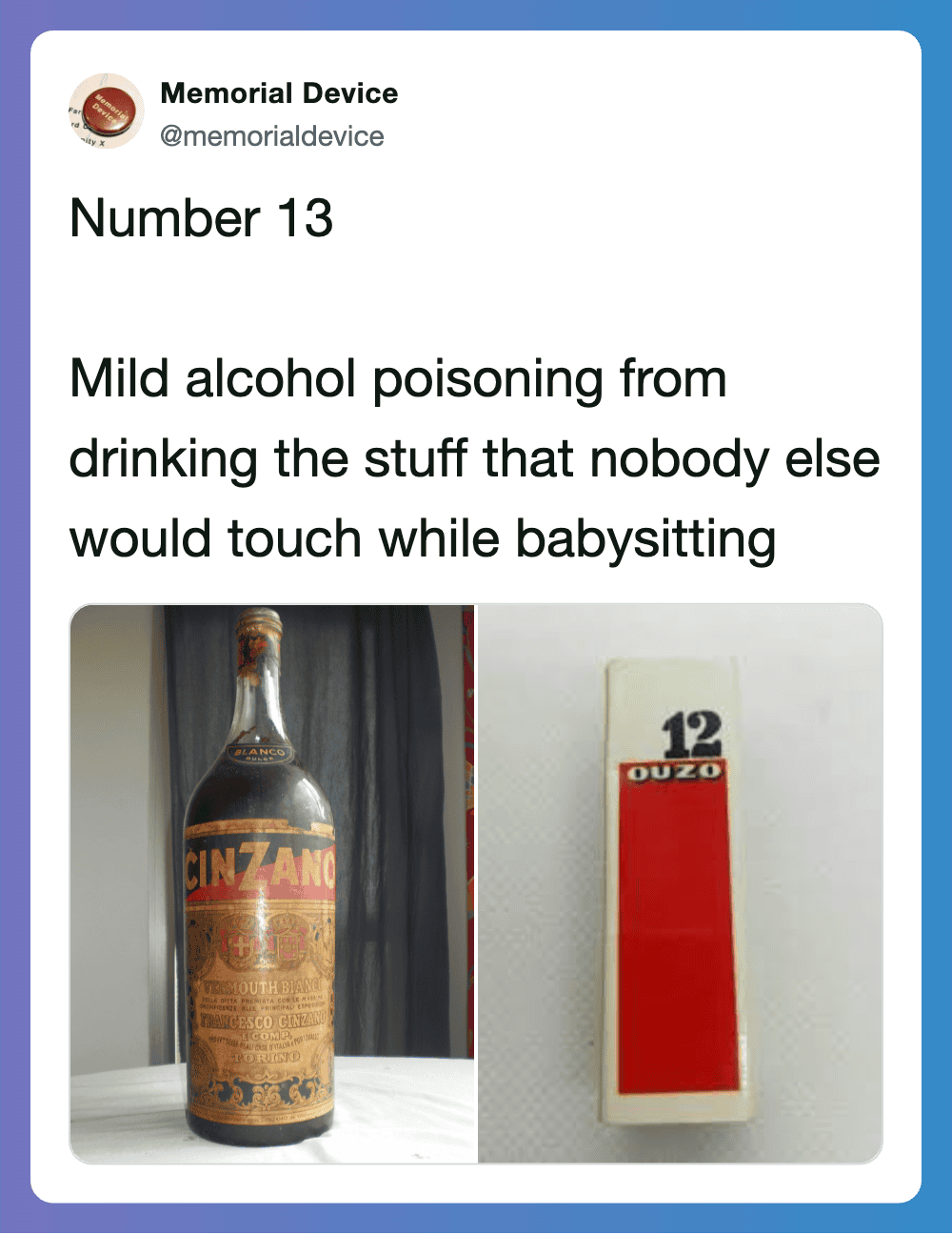 Old 70s alcohol bottle and matchbox representing household hazards from the 1970s.
