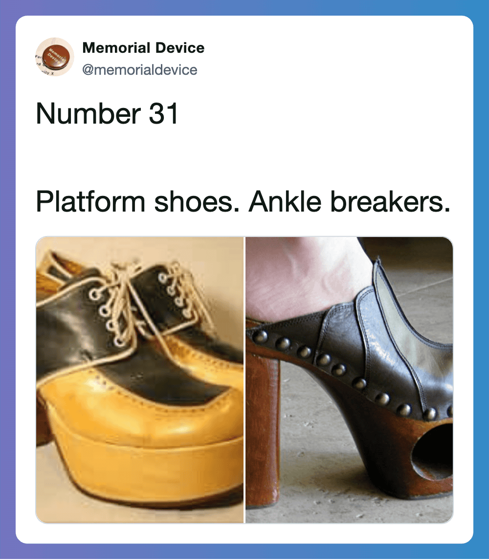 Platform shoes with thick soles and ankle-breaking design.