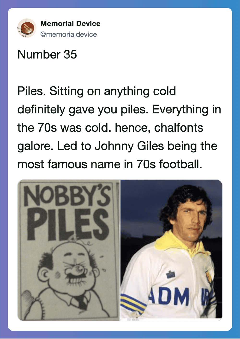 Vintage 70s household dangers, including cold piles and chalfonts, with Johnny Giles football figure.