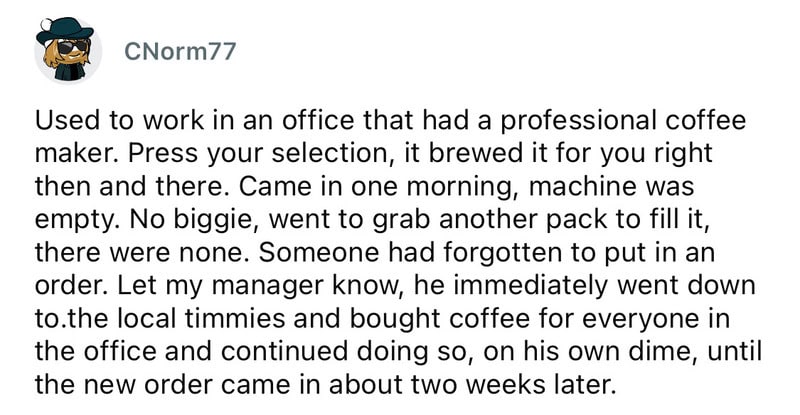 Used to work in an office with a coffee maker, now it’s empty after a morning brew.