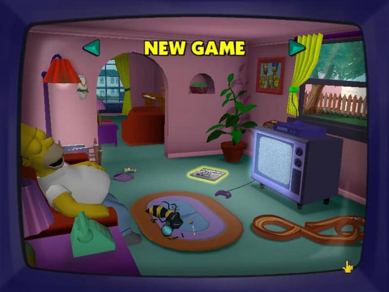 Cozy living room scene from a new game featuring a teddy bear, TV, and colorful decor.