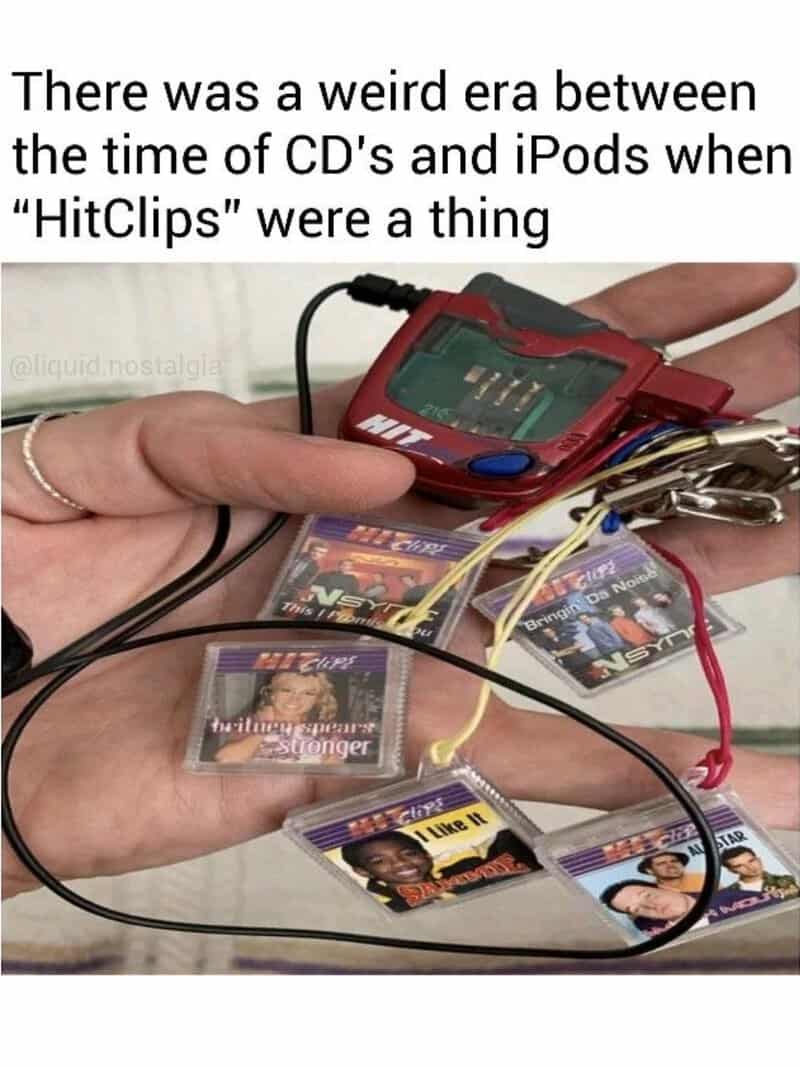 AUDIO device with CDs and iPod, illustrating the era of HitClips music players.