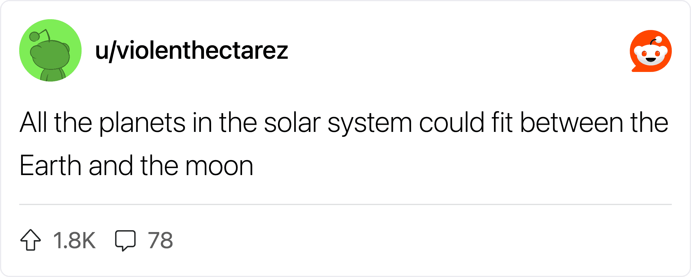 All the planets in the solar system could fit between the Earth and the moon.