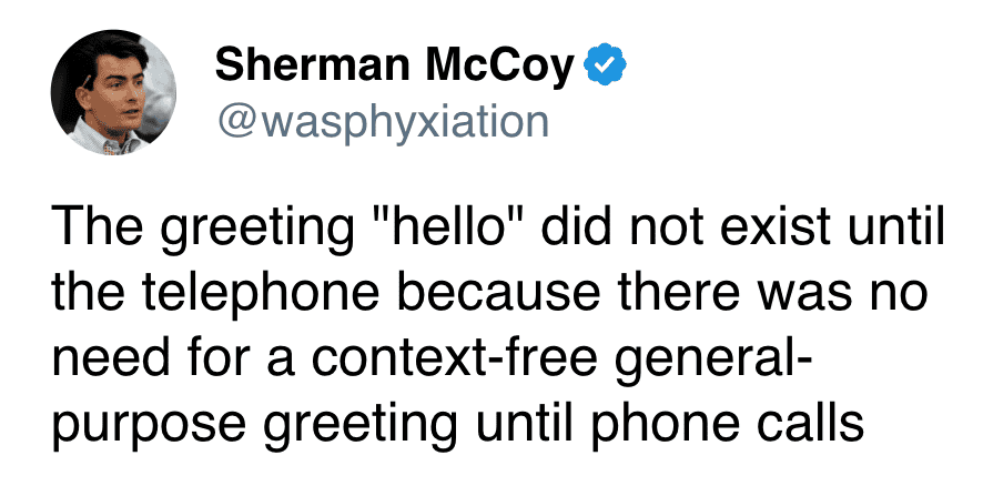 Funny greeting card with "hello" message for phone calls.