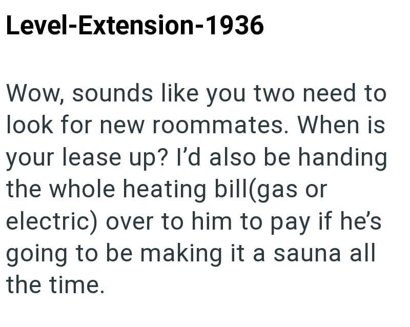 Conversation about needing new roommates and sharing heating bills in 1936.