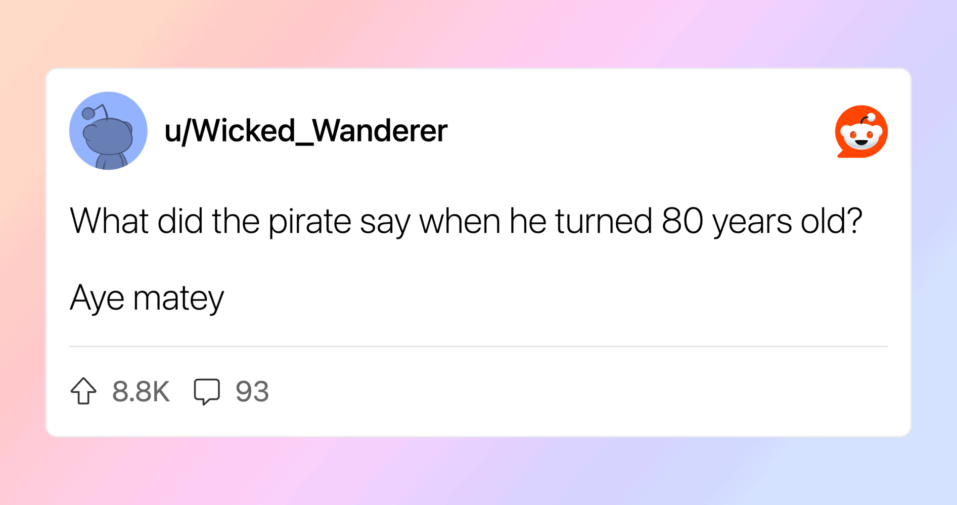 Humorous pirate joke about turning 80, perfect for light-hearted humor and comedy fans.
