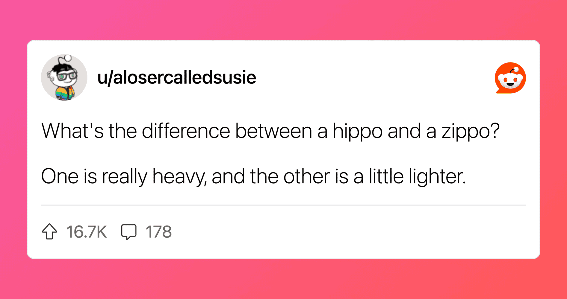 Humorous image related to a joke about a hippo and a zippo lighter.