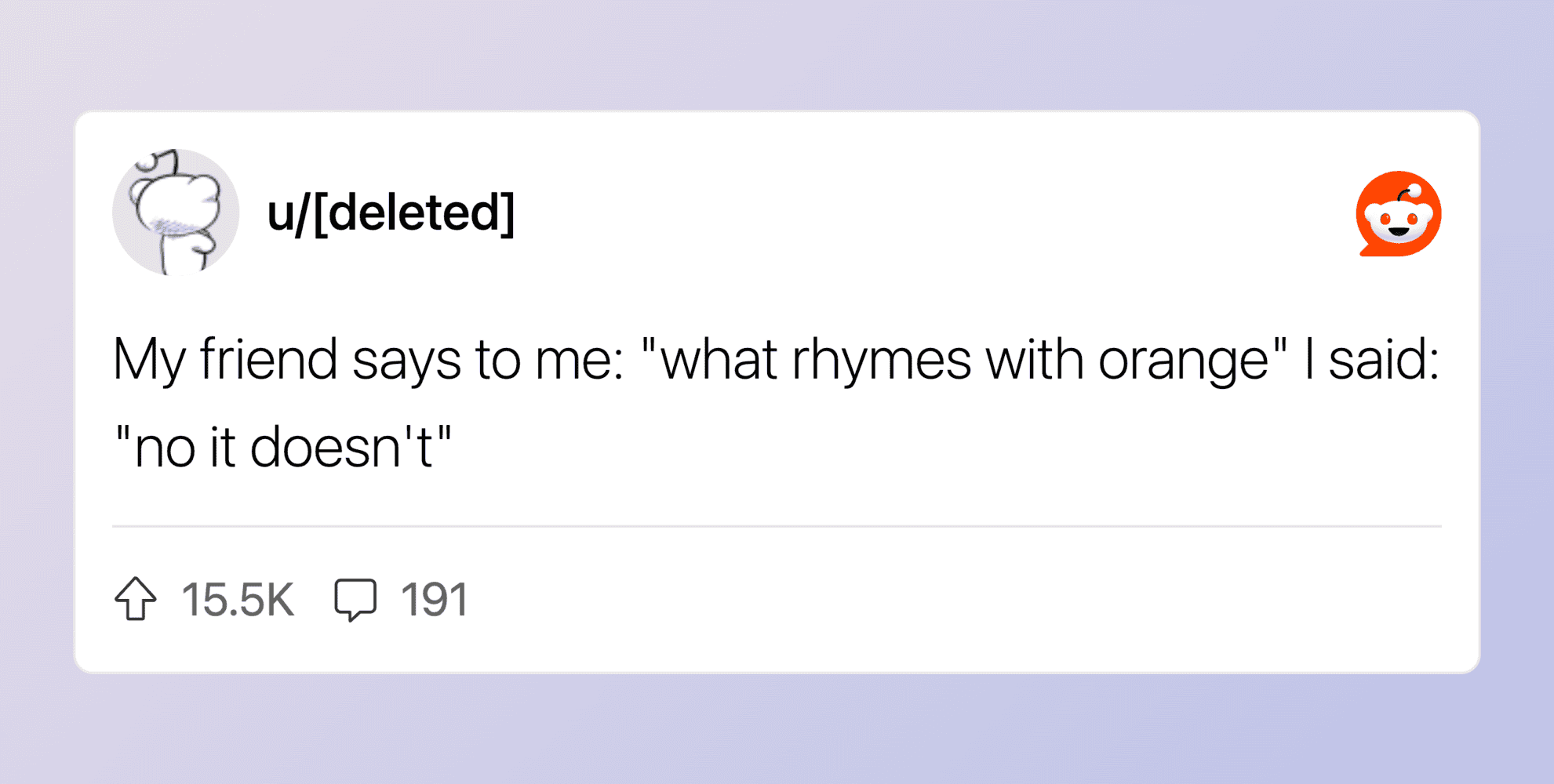 Humorous image from Pleated Jeans featuring a joke about rhymes and oranges.