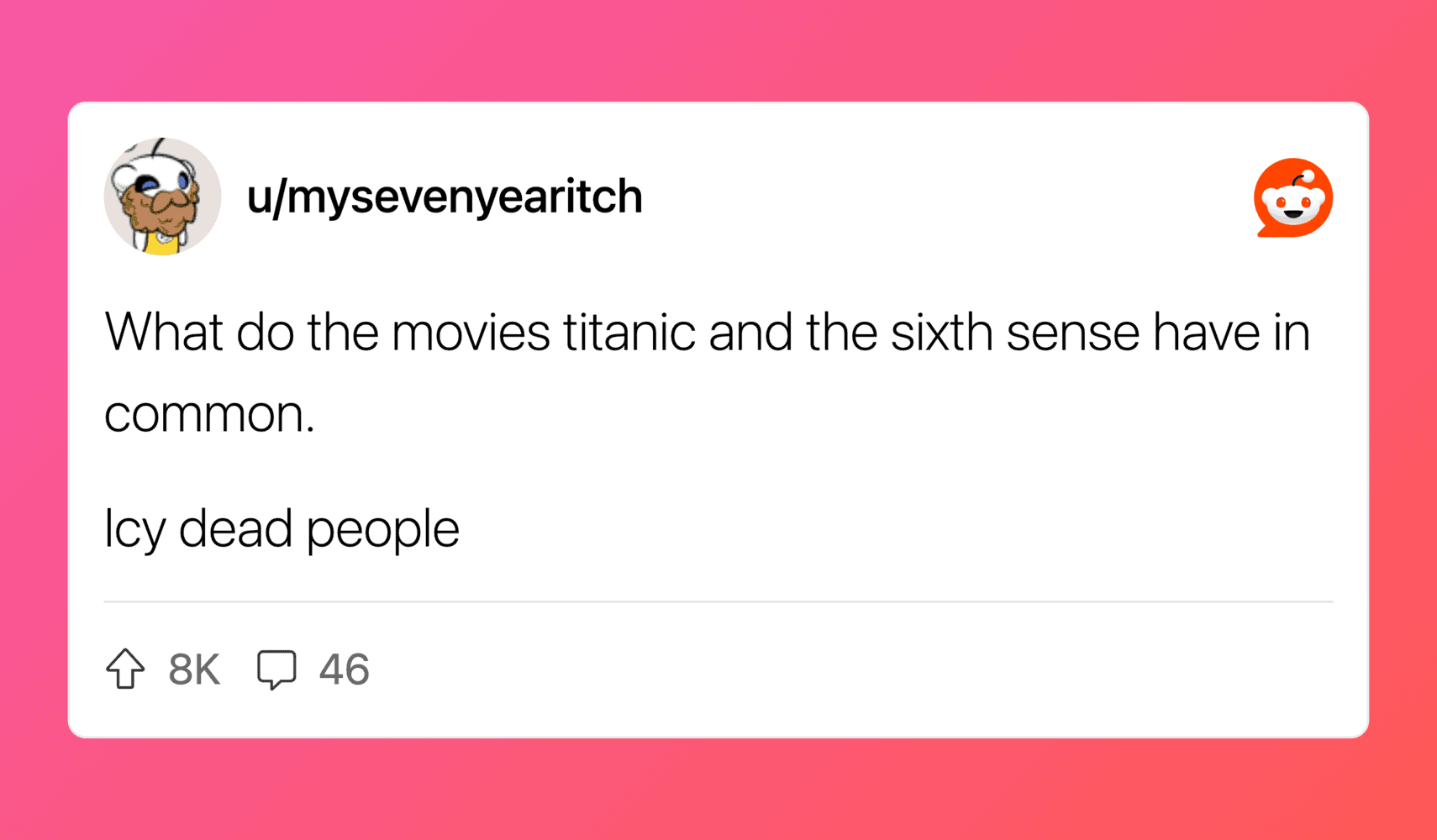 Humorous image from Pleated Jeans featuring a comic joke about movies and the sixth sense.