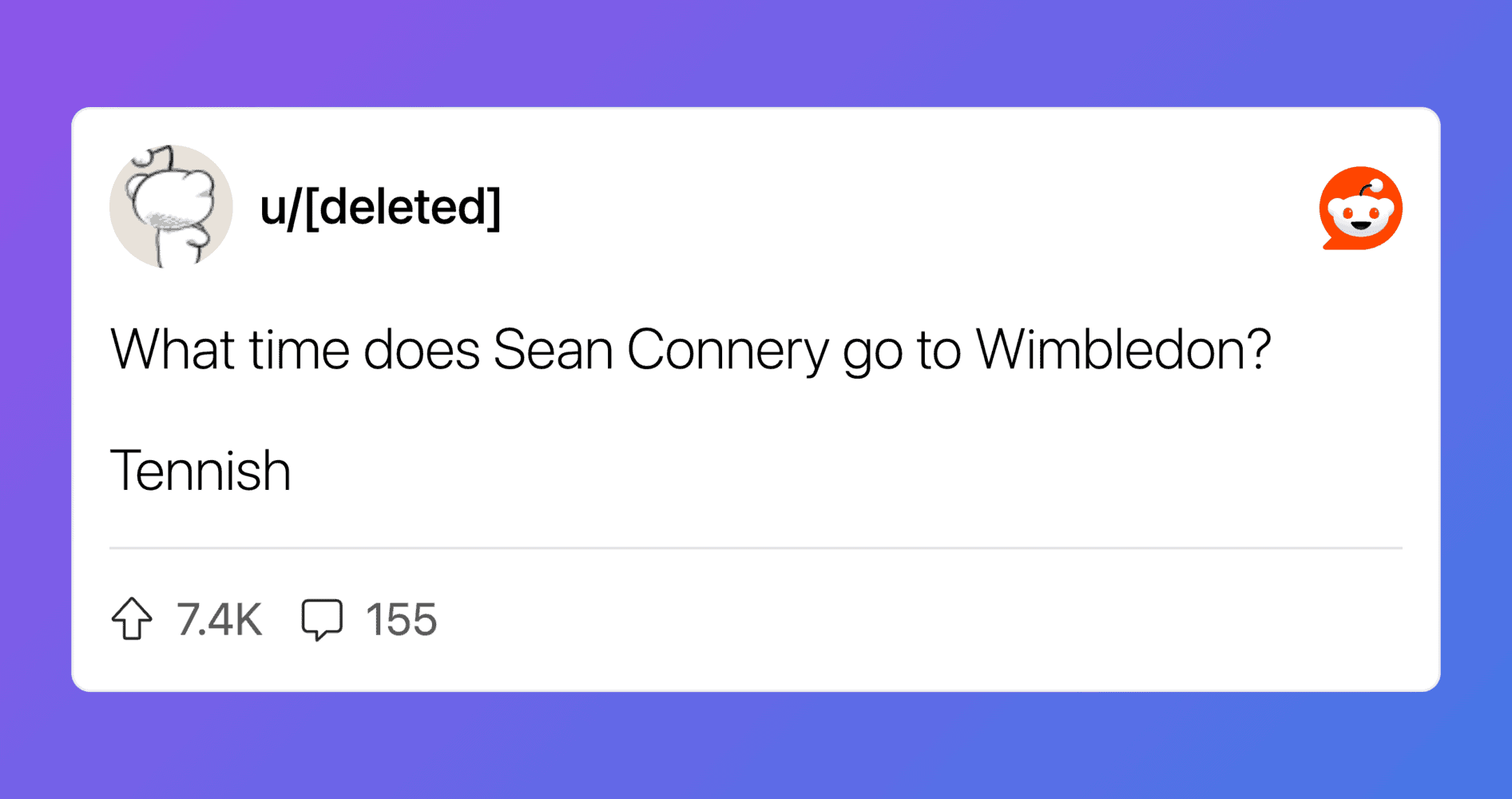 Funny tennis joke about Sean Connery and Wimbledon.