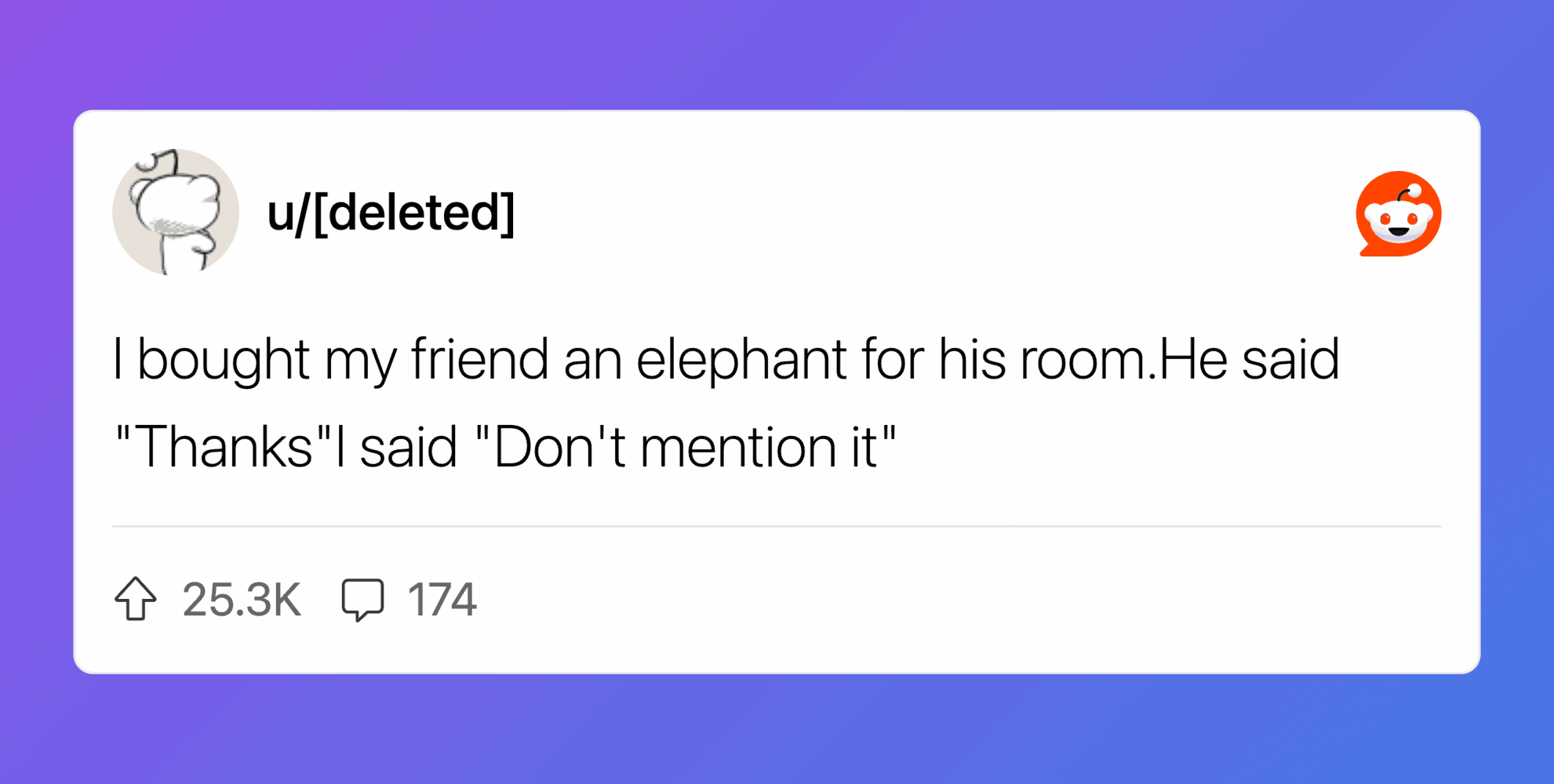 Humorous elephant joke about gift-giving and secrecy for kids and families.