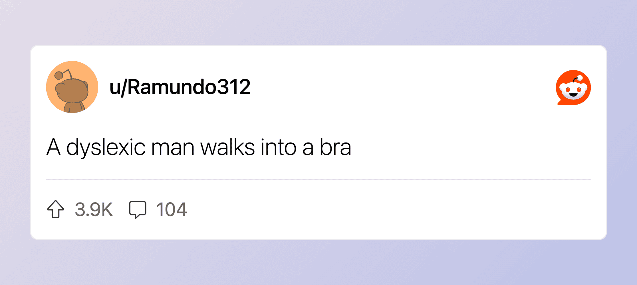 Humorous image from Pleated Jeans featuring a funny joke about a dyslexic man and a bra.