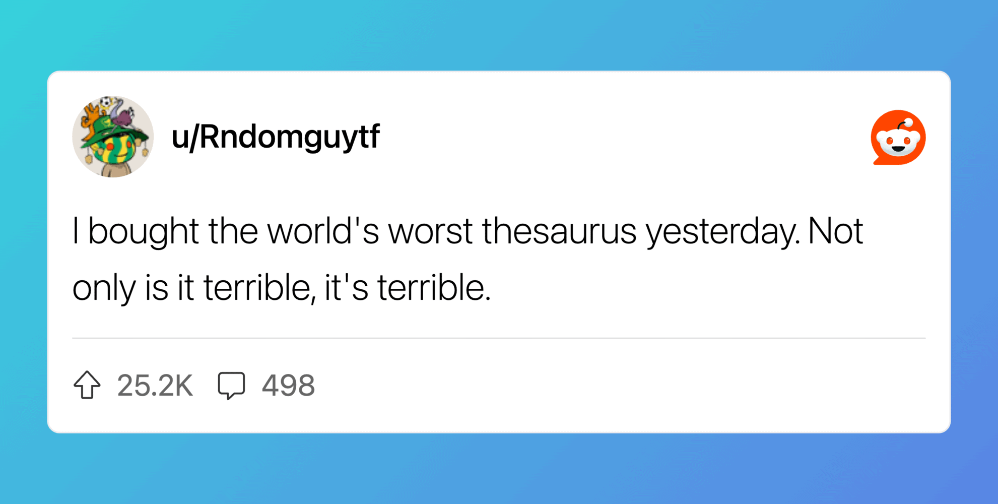 Humorous joke about a thesaurus with a humorous twist.