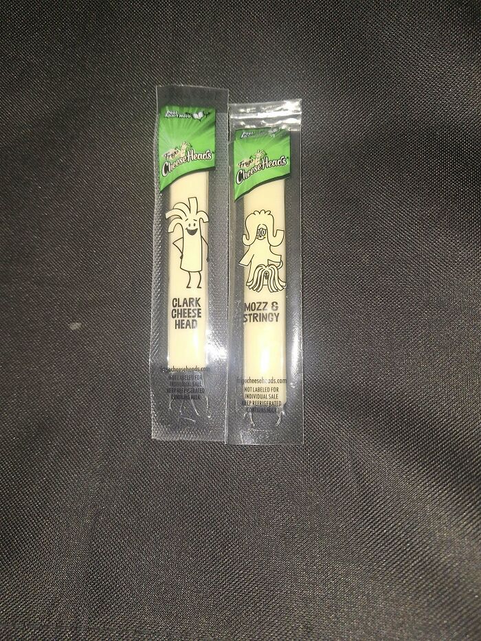 Clark's Cheeseburger Head and Mozz & String cheese sticks in packaging.