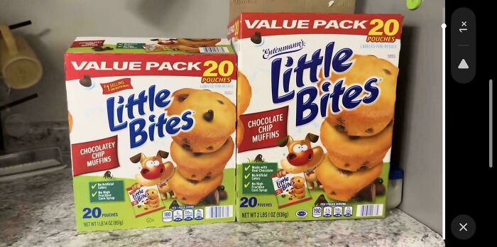 Little Bites Chocolate Chip Muffins, 20-pack, on store shelf.