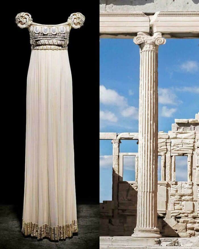 Ancient Greek columns and architectural fragments, classical style.