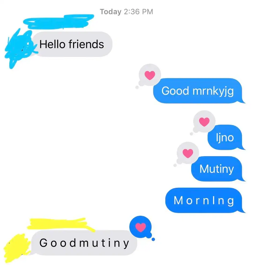 Spelling mistake message in a chat conversation.