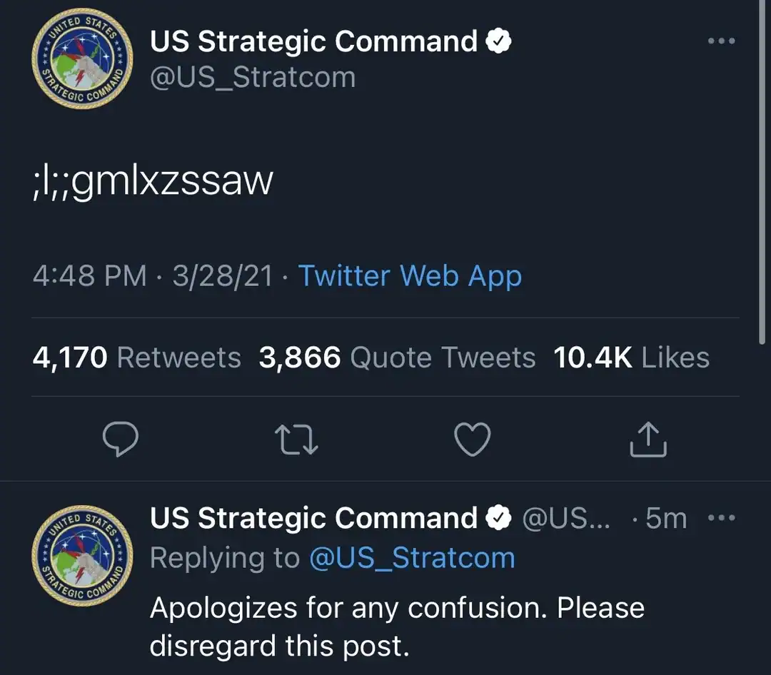 Humorous meme showing a confusing Twitter post with random characters.