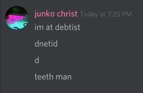 Humorous image of a social media comment with misspelled words about debt.