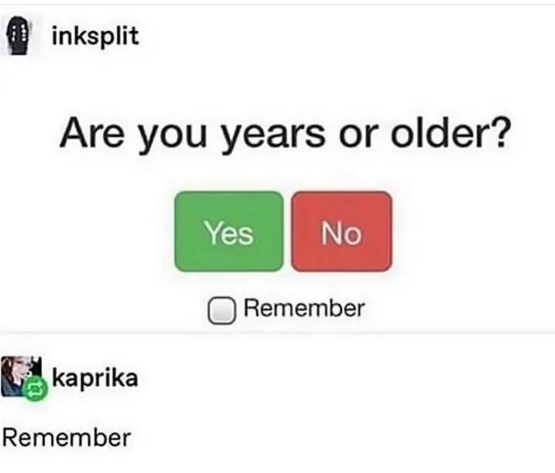 Are you years or older? Yes or No options.