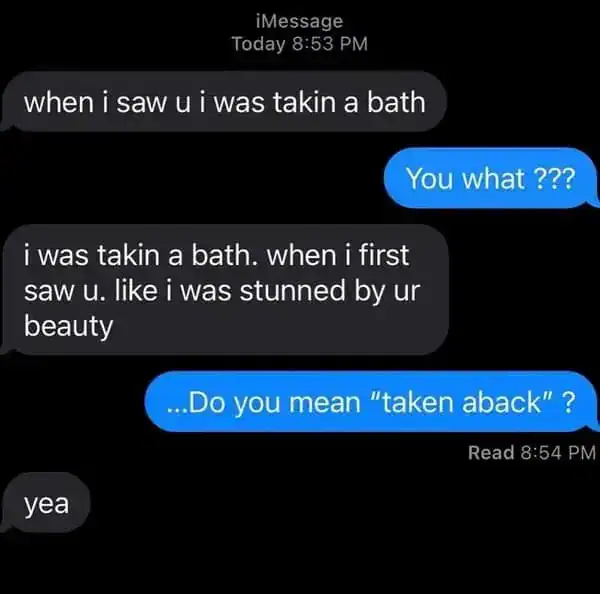 Humorous text exchange about a mistaken message, highlighting funny misunderstandings.