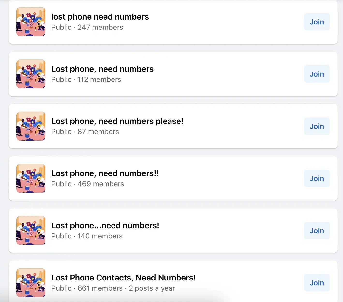 Group of people searching for phone numbers, representing lost phone contacts.