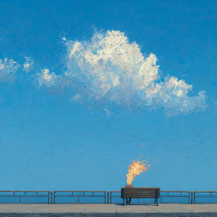 Cloud and Bench Digital Art.