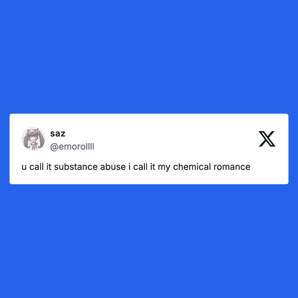 Funny meme image from Pleated Jeans featuring humorous text about substance abuse and chemical roman.
