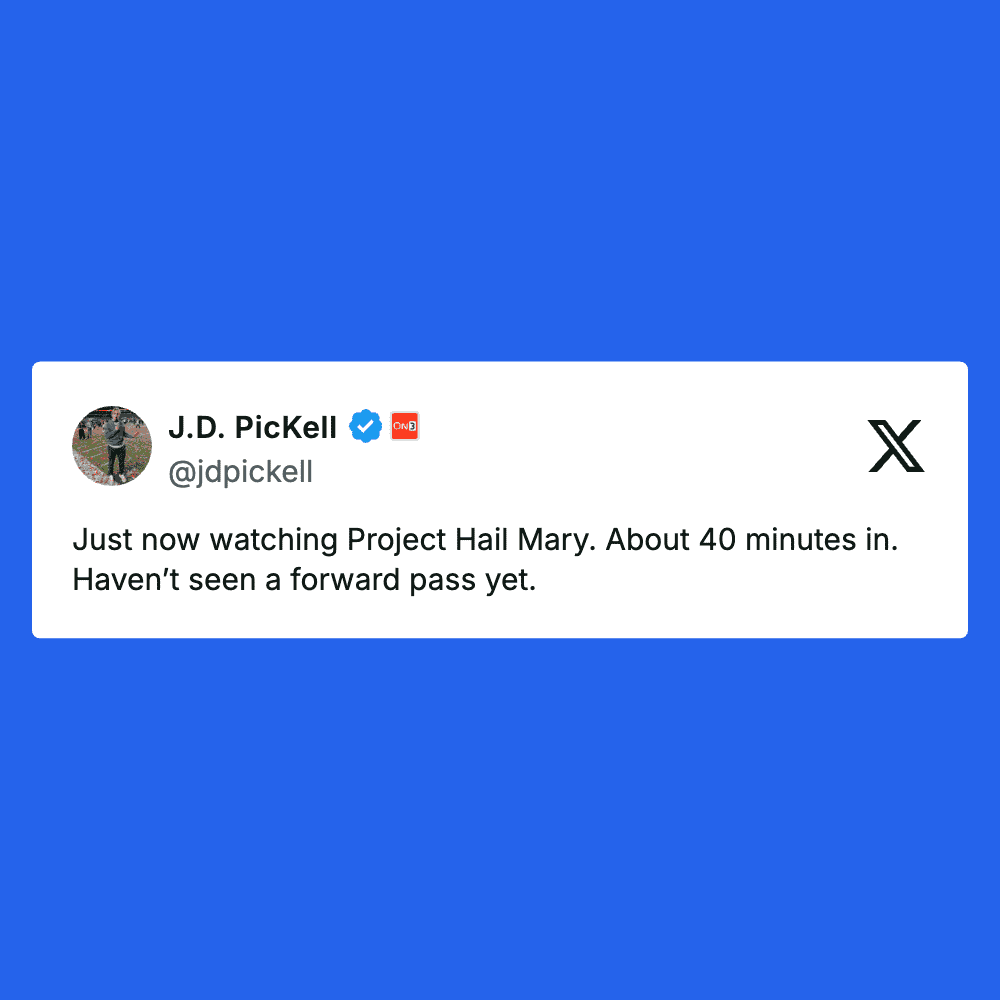 Funny meme of a football player watching Project Hail Mary.