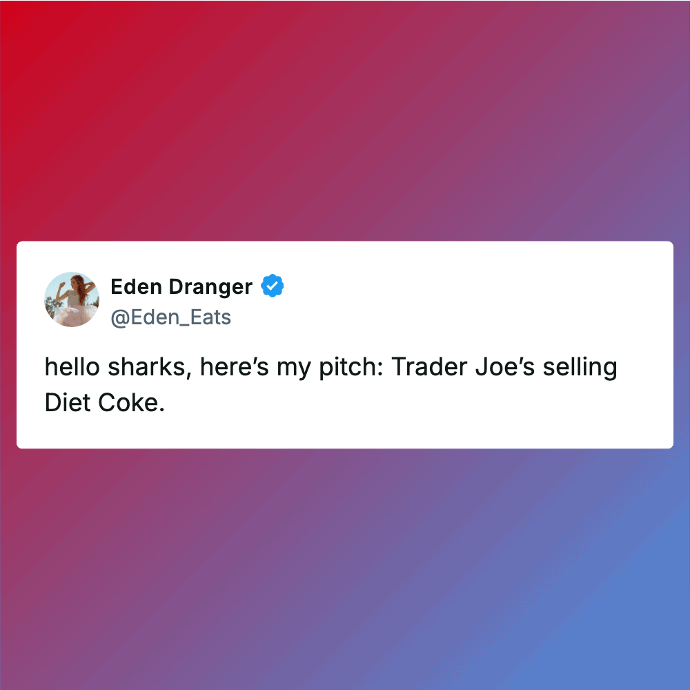 Trader Joe's Diet Coke display with humorous caption about shopping experience.