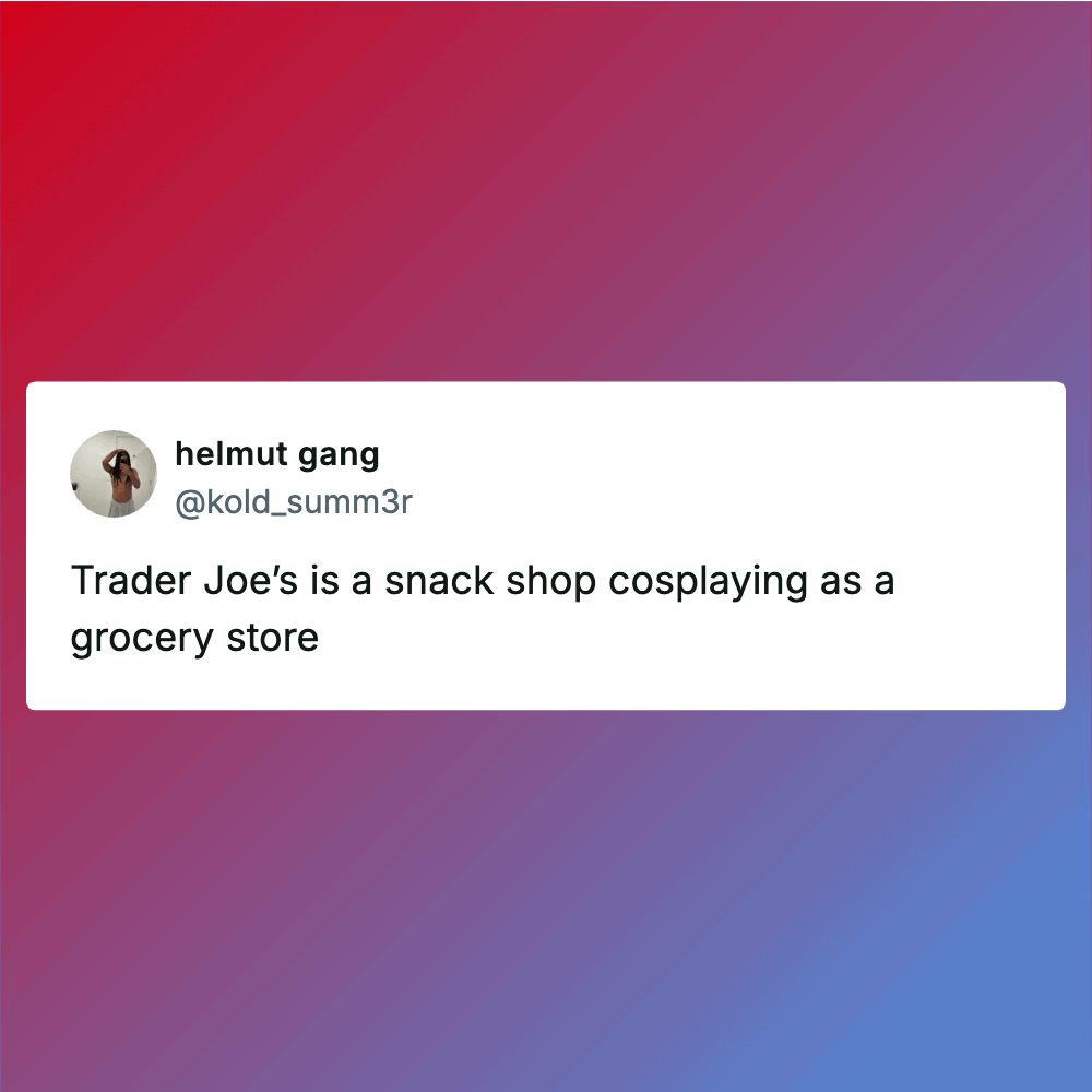 Trader Joe's store themed as a snack shop cosplay for fun and creativity.