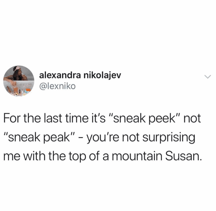 Humorous image from Pleated Jeans showing a mountain named Susan.