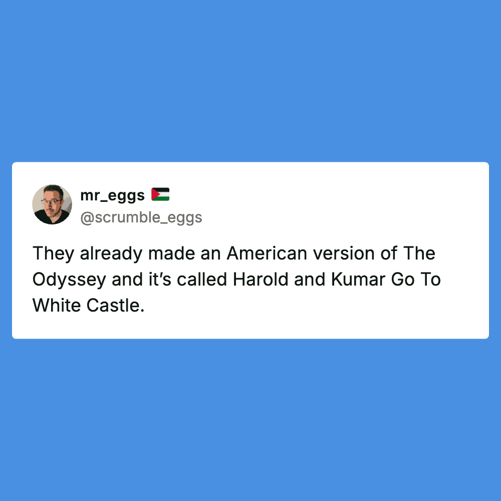 Humorous tweet about Americanized versions of classic stories, featuring a funny comment on Harold a.