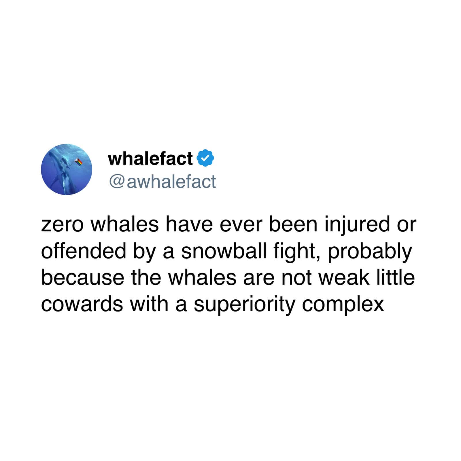 Illustration of a whale with a humorous caption about whale resilience.
