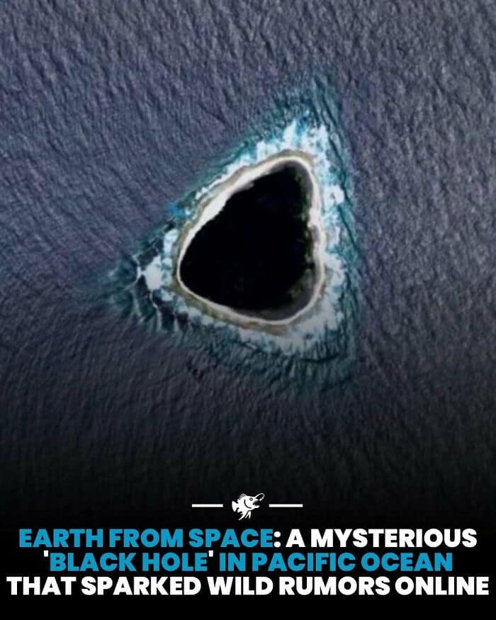 A black hole-like formation in the Pacific Ocean surrounded by waves and water currents.