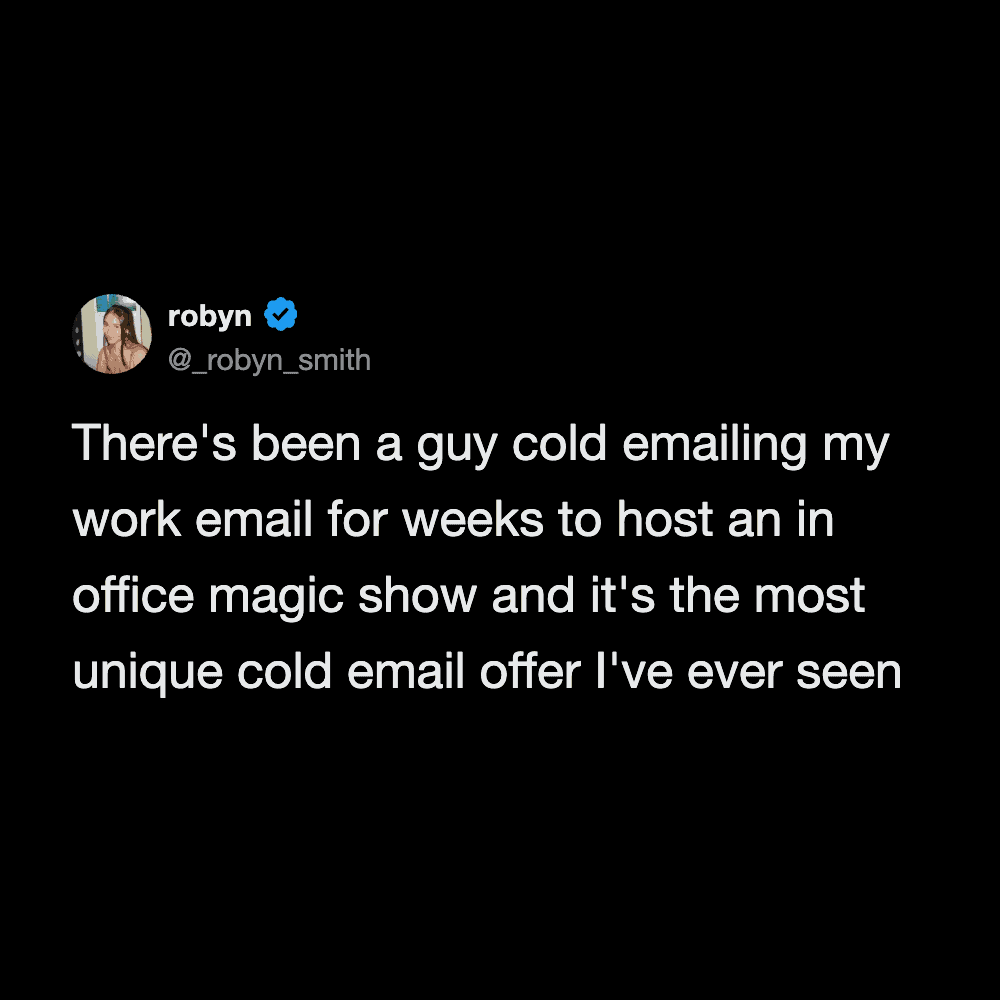 Funny meme about cold emailing in office work.